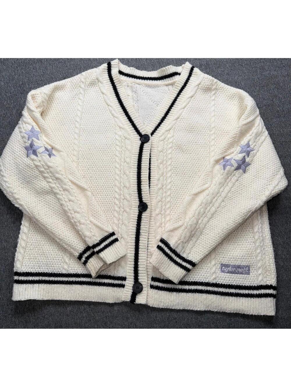 Taylor Swift Inspired Folklore Album Cable Knit Sweater L/XL